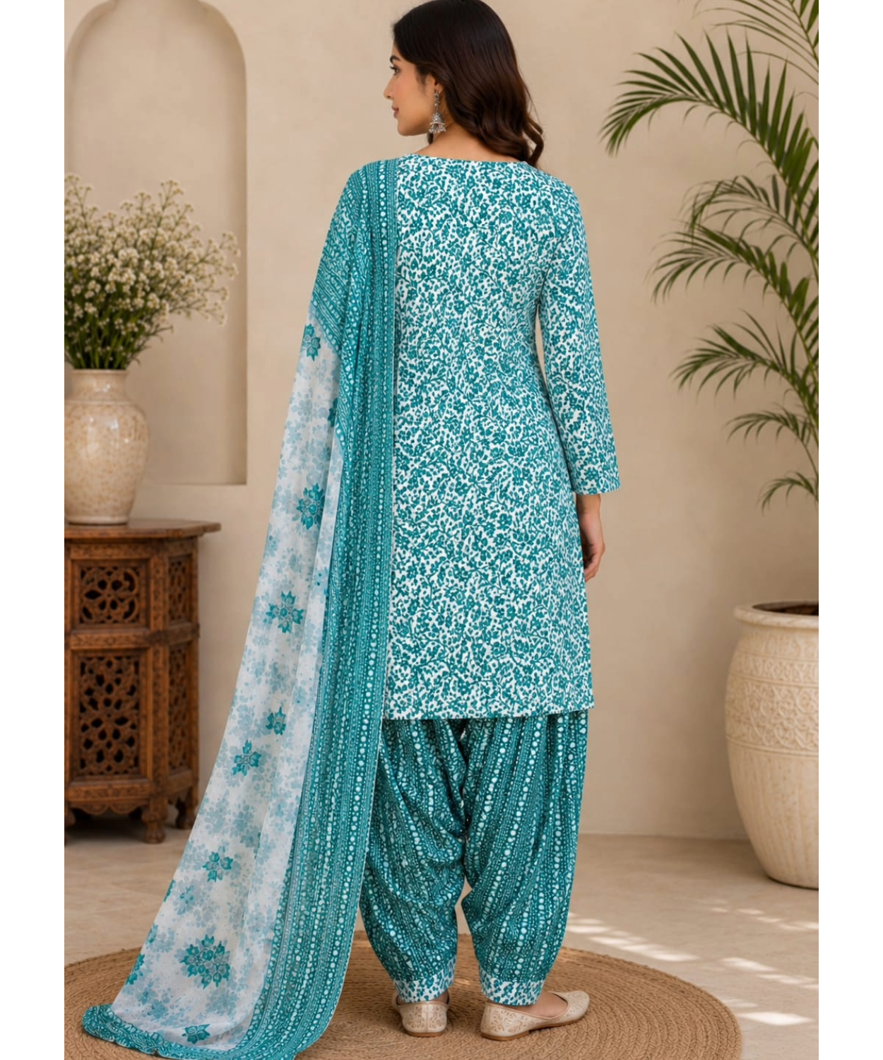 Purple Printed Farshi Salwar Suit Set with Dupatta