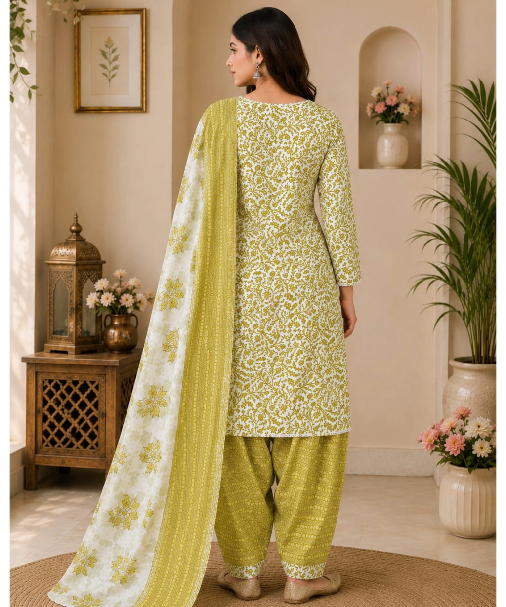 Purple Printed Farshi Salwar Suit Set with Dupatta