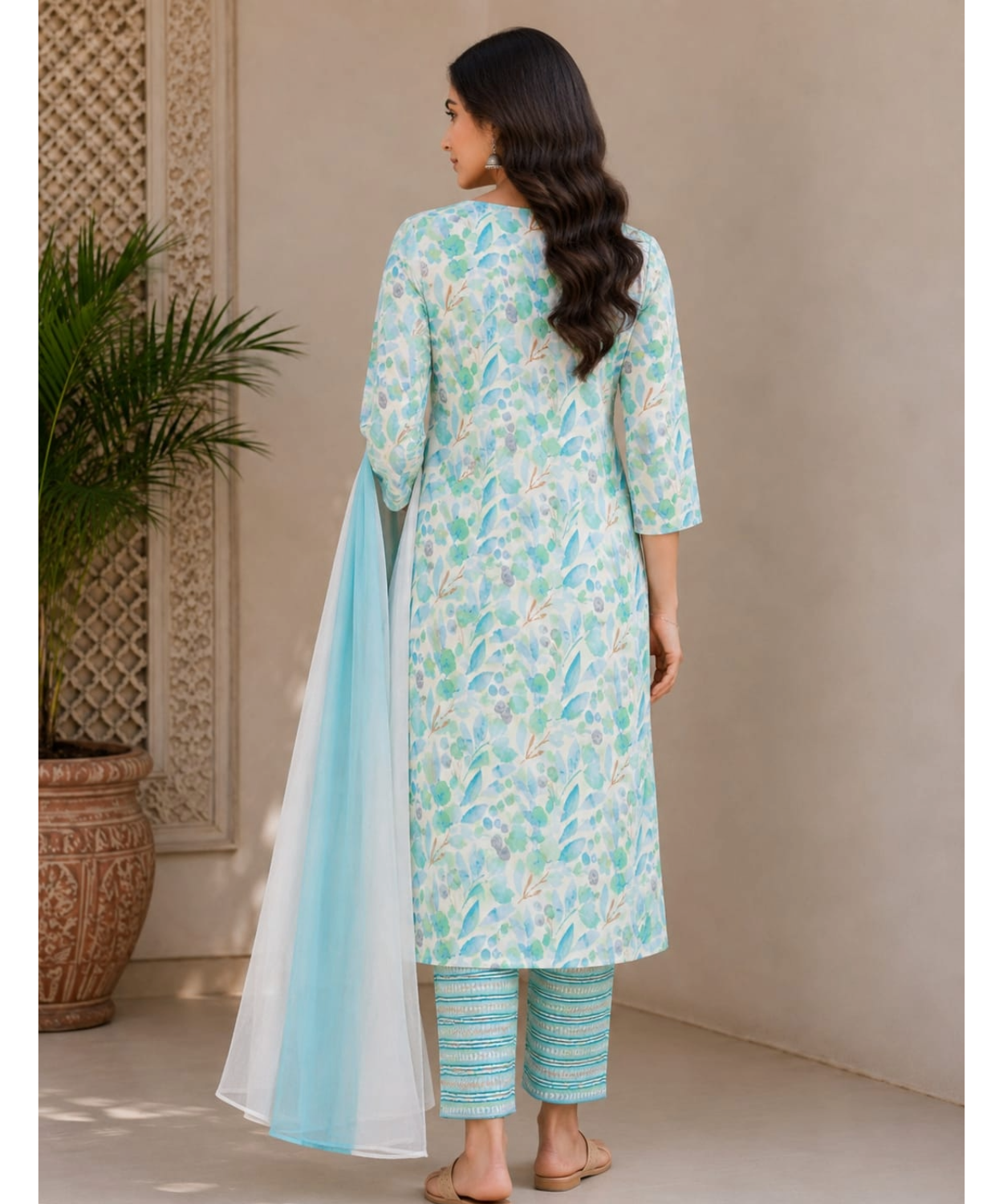Floral Printed Cotton Kurta Set with Dupatta