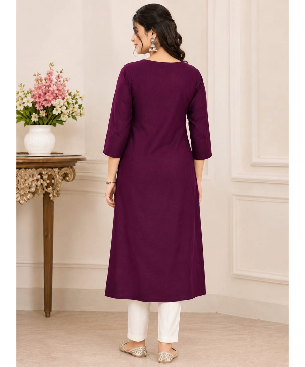 Elegant Purple Straight Long  Kurti