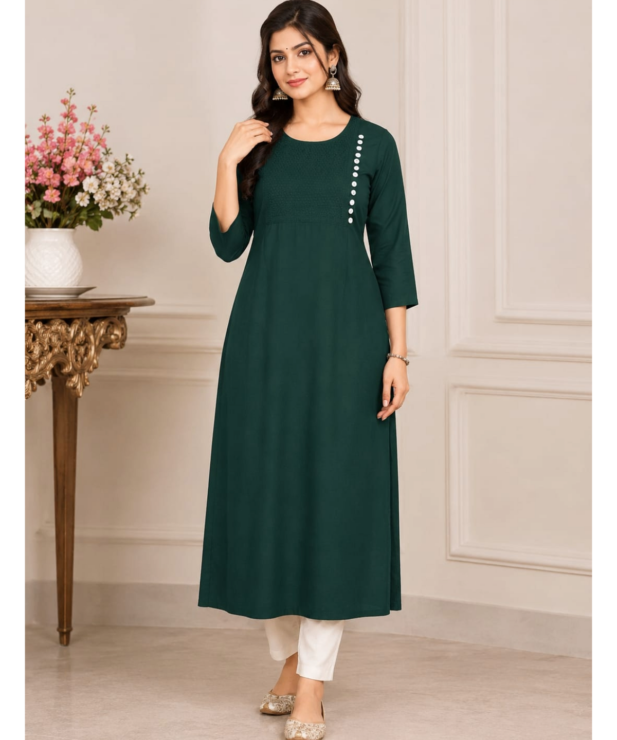 Elegant Purple Straight Long  Kurti