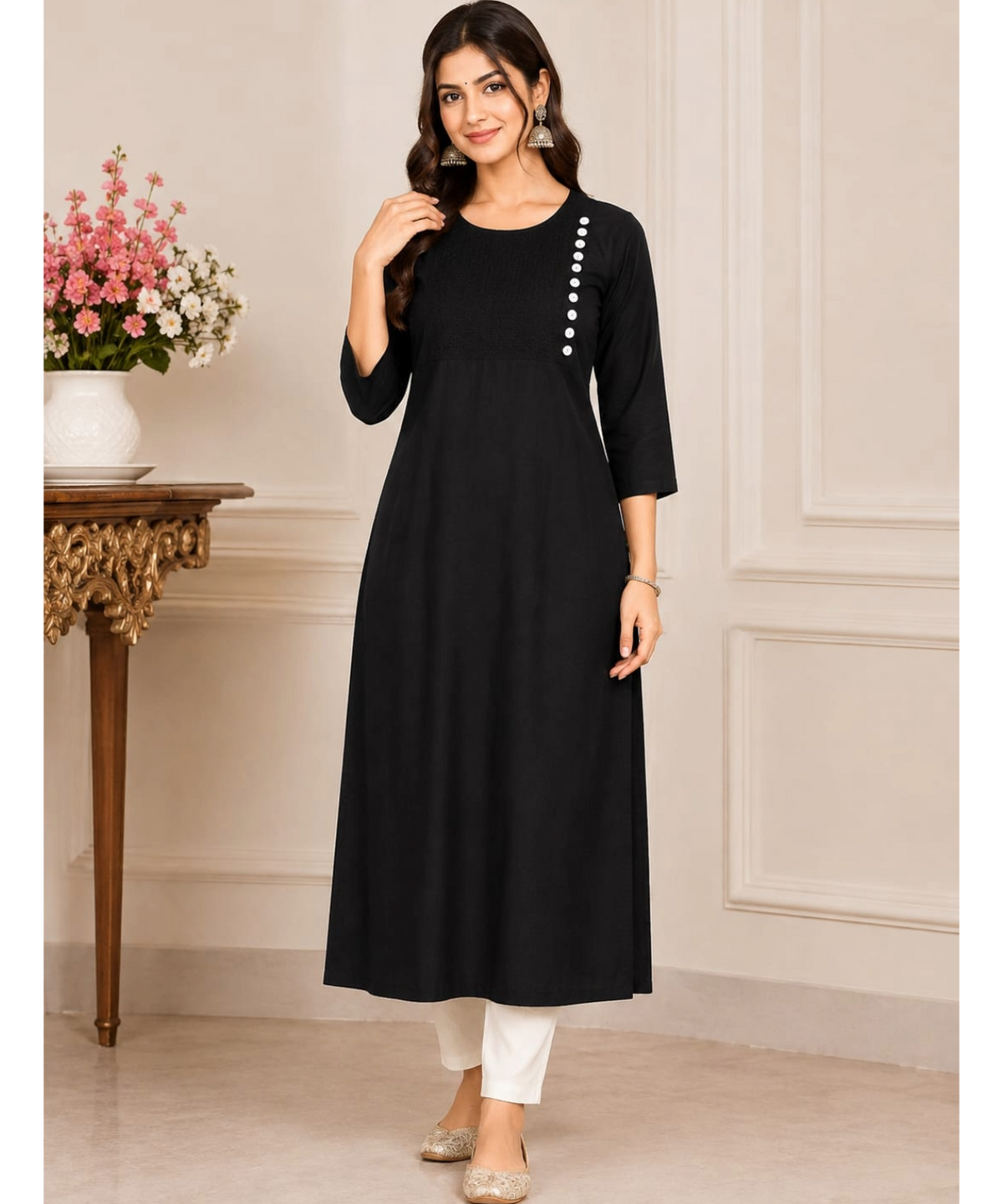 Elegant Purple Straight Long  Kurti