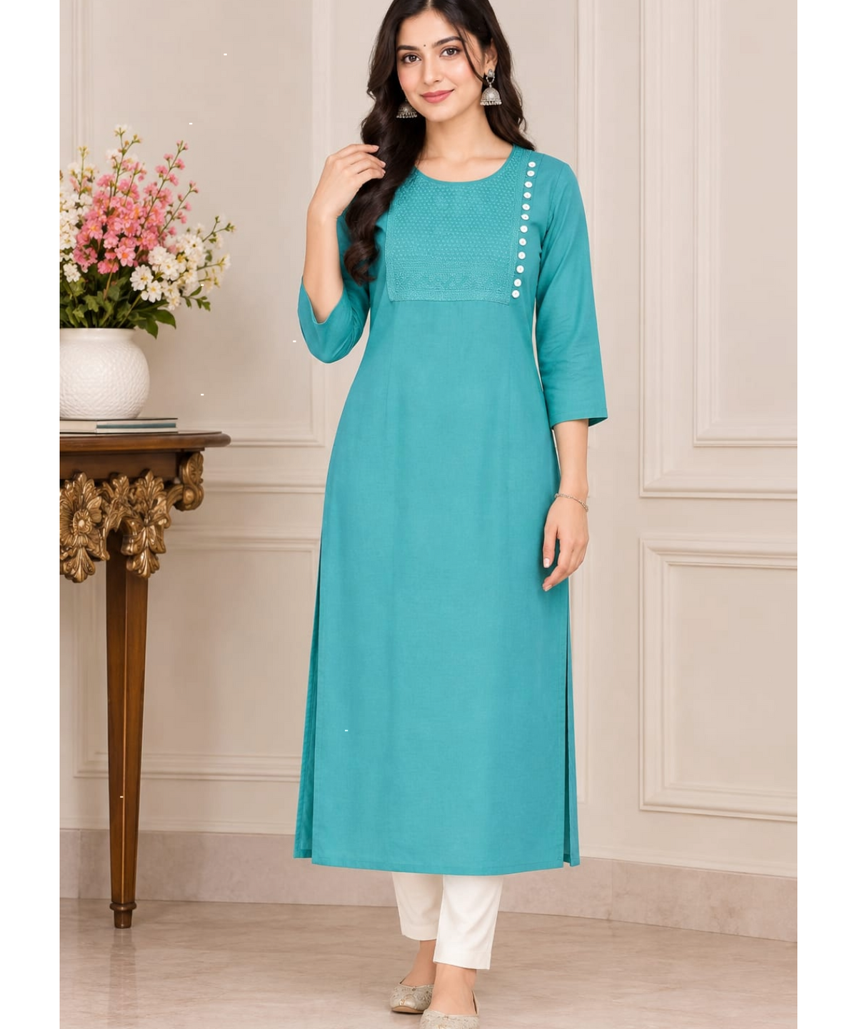 Elegant Purple Straight Long  Kurti