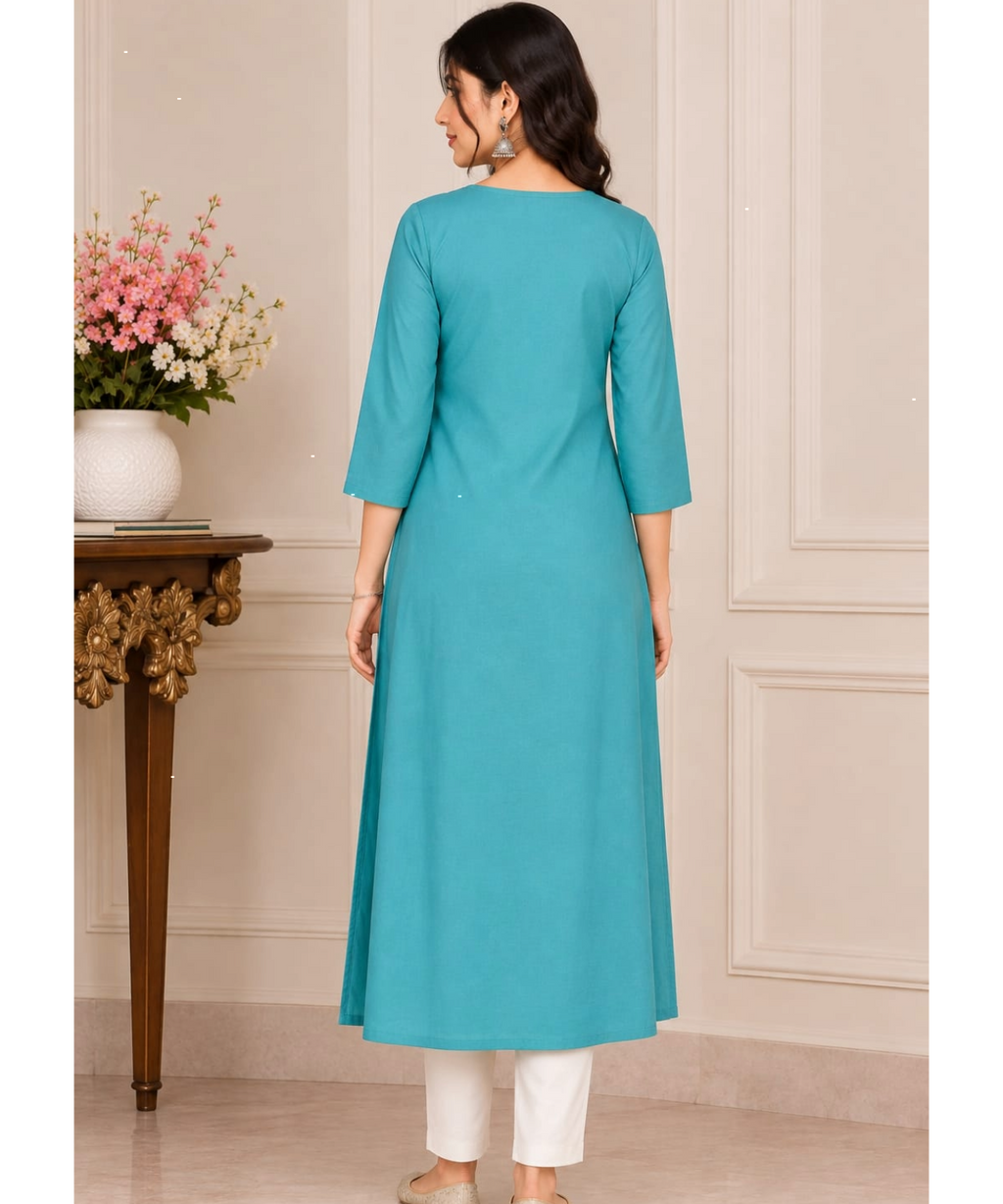 Elegant Purple Straight Long  Kurti