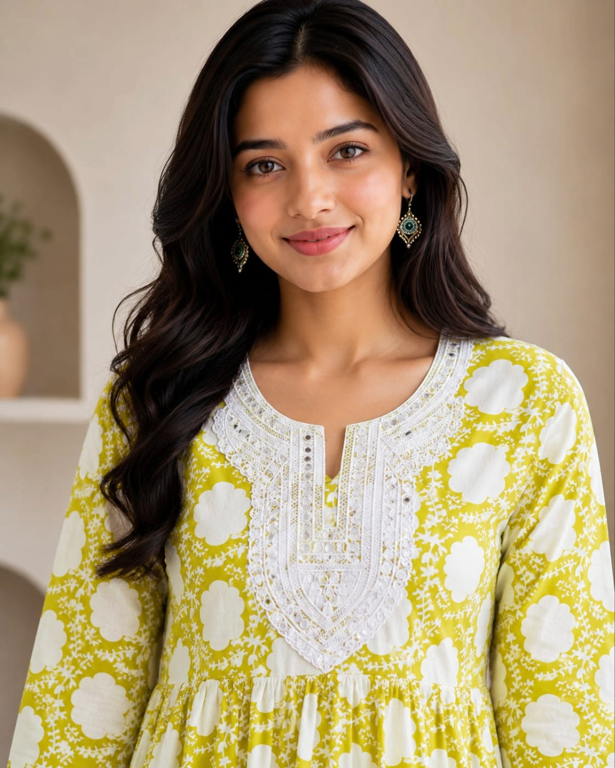 Women's Pink Floral Printed Cotton Short Kurti