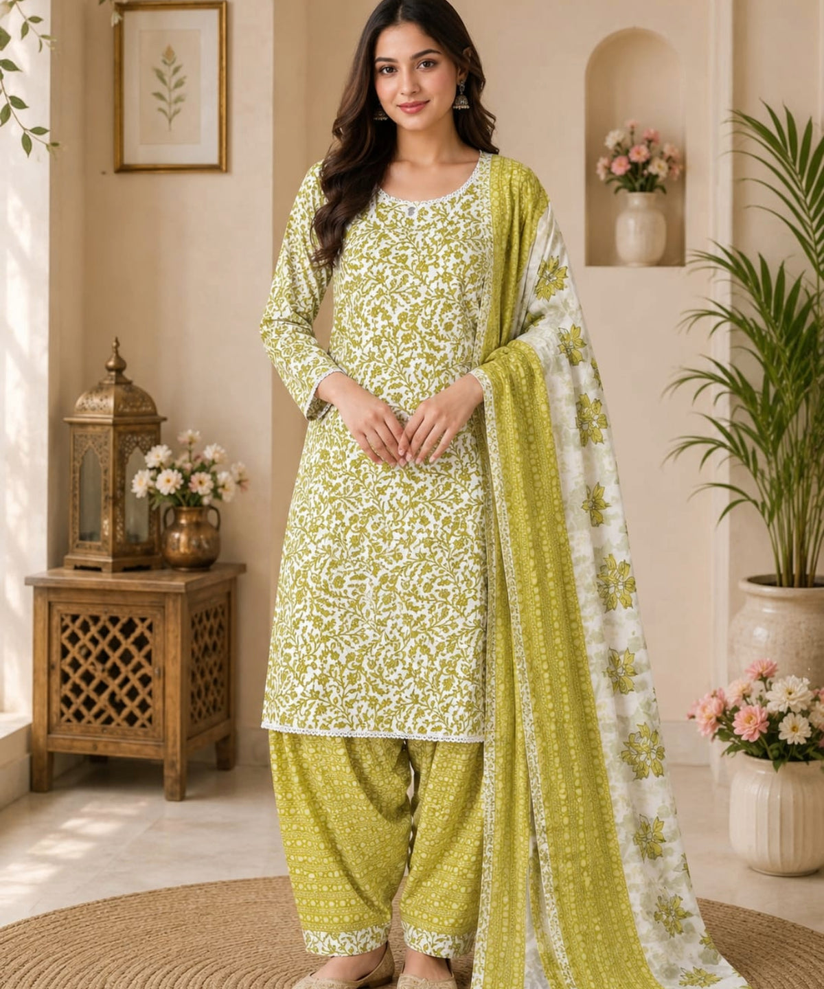 Purple Printed Farshi Salwar Suit Set with Dupatta