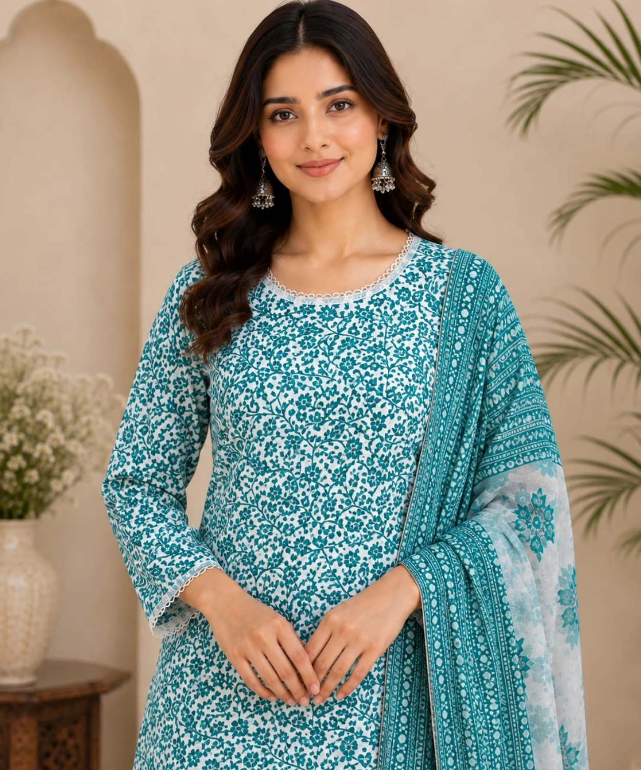 Purple Printed Farshi Salwar Suit Set with Dupatta